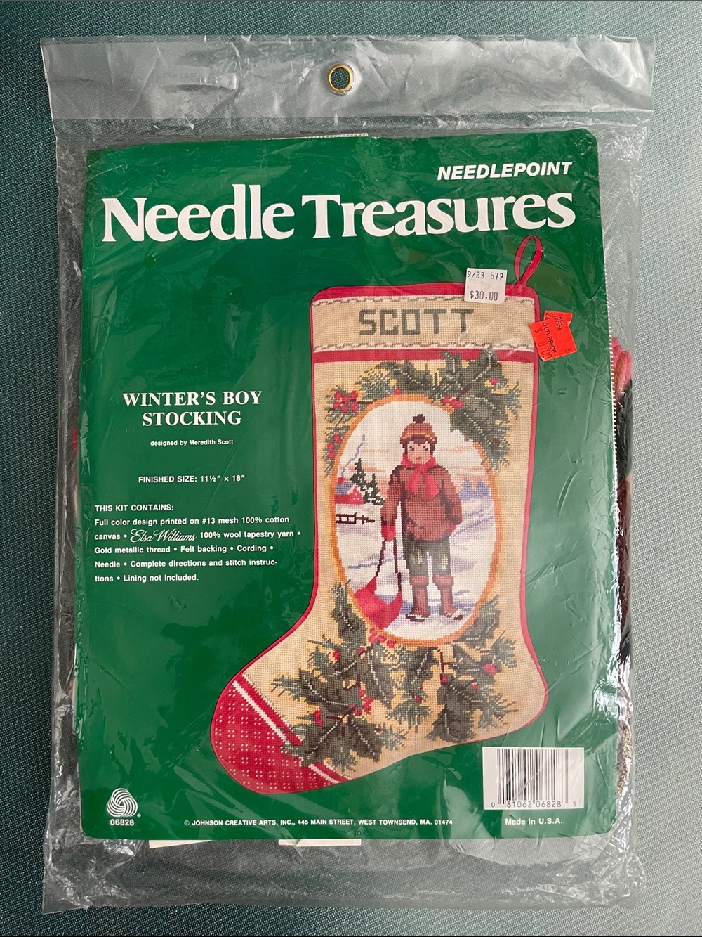 Vintage Needle Treasures Winter’s Boy Stocking Needlepoint Kit Christmas